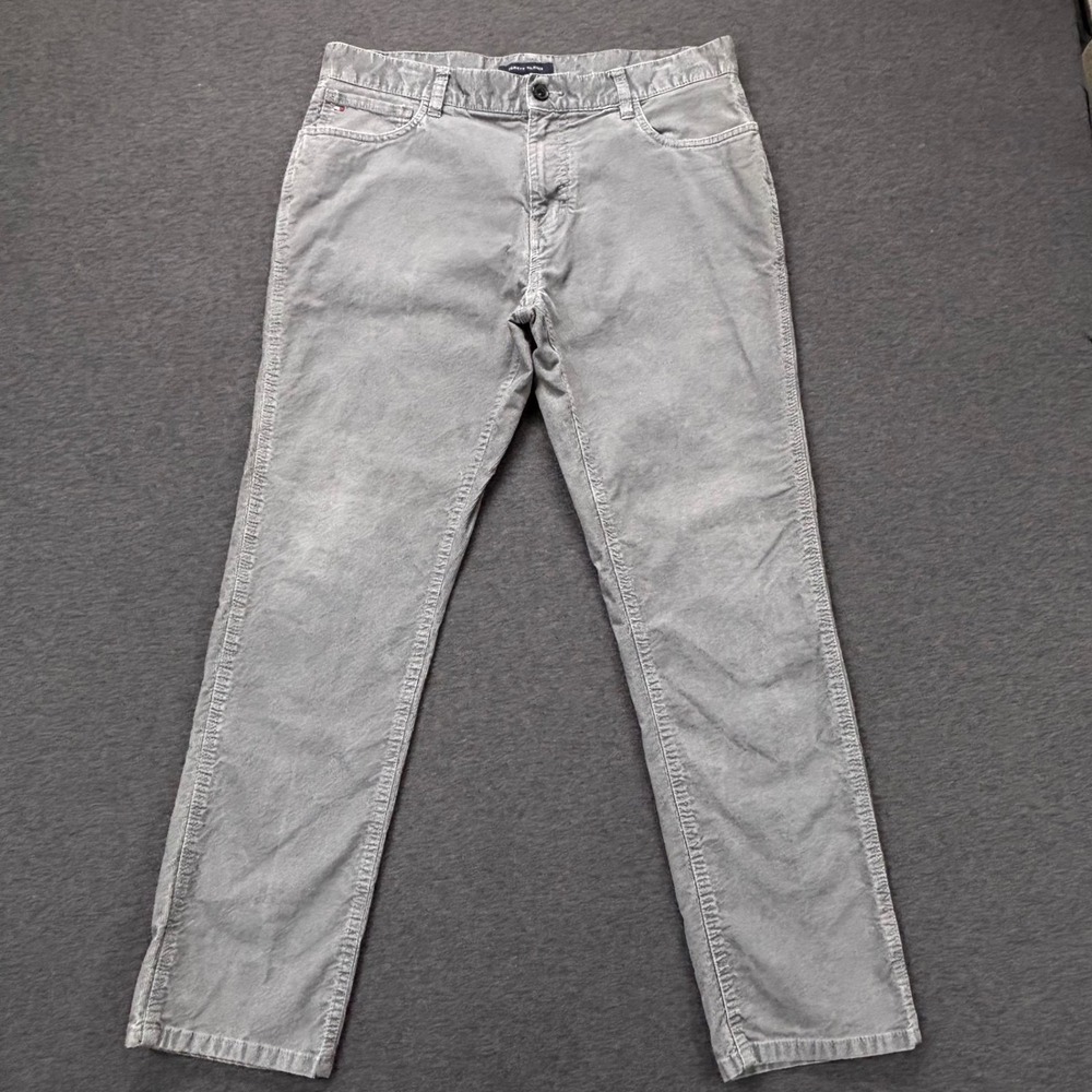 Tommy Hilfiger Pants Mens 34x30 Gray Corduroy Straight Slim Stretch Casual work